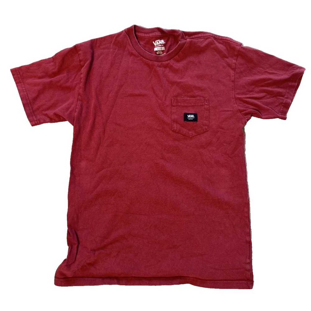 Van's Vans Red Orange‎ Burgundy Pocket T-Shirt Skateboard YTK Men's Size Medium